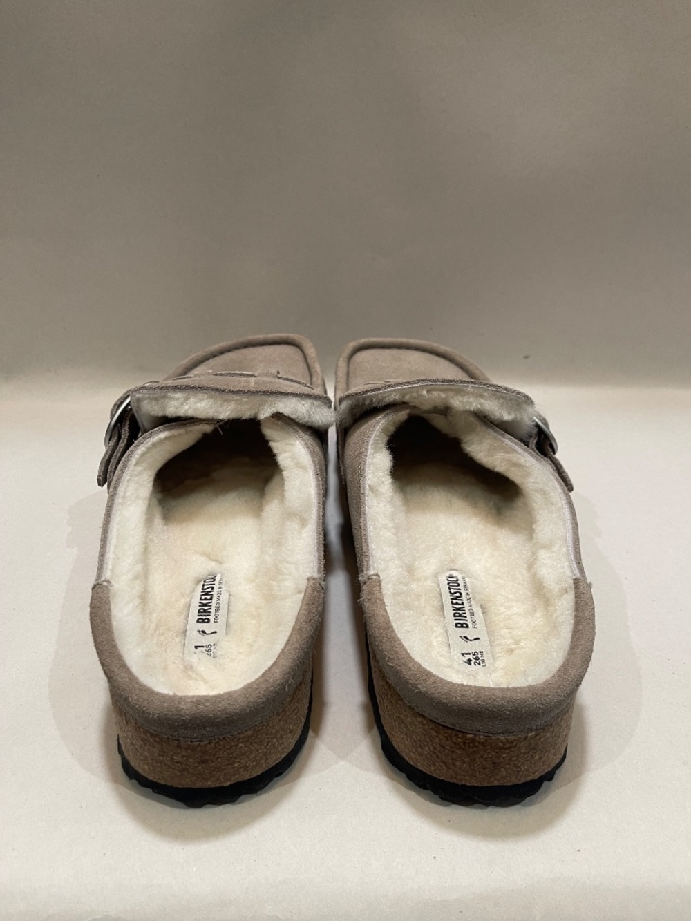 Birkenstock Buckley shearling clog Grey, silver buckle, EU 41 US 10-10.5 - Picture 5 of 11